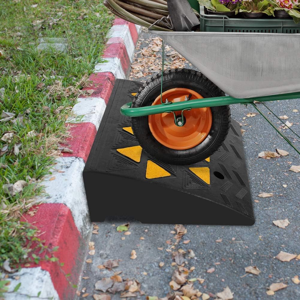 Greensen Rubber Curb Ramps, Heavy Duty Threshold Ramp Professional Loading Ramps Motorcycle Ramp Car Slop Ramps for Driveway Vehicles SUV Truck Forklifts Wheelchair Bike, 2 Pack