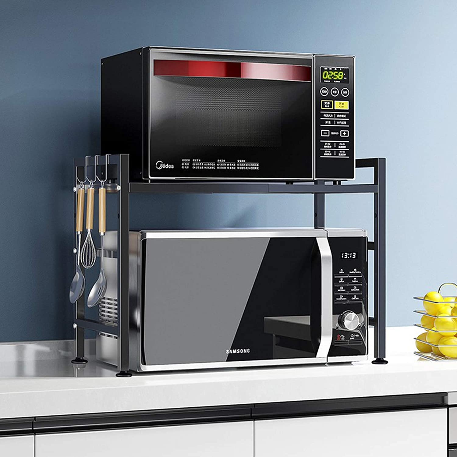 Étagère de cuisine pour micro-ondes avec support extensible réglable