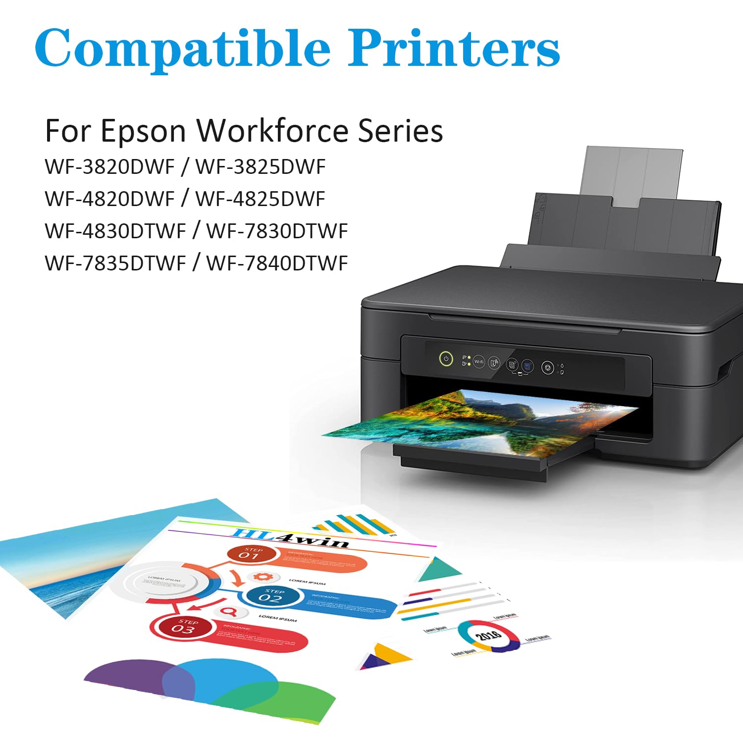 HL4win 405XL compatibile per Epson 405 XL 405XL Cartuccia d'inchiostro per Workforce Pro WF-3825 WF-3820 WF-4820 WF-7830 WF-7840 WF-7835 WF-4825 WF-4830 WF3825 WF4820 (1Nero 1Ciano 1Giallo 1Magenta)