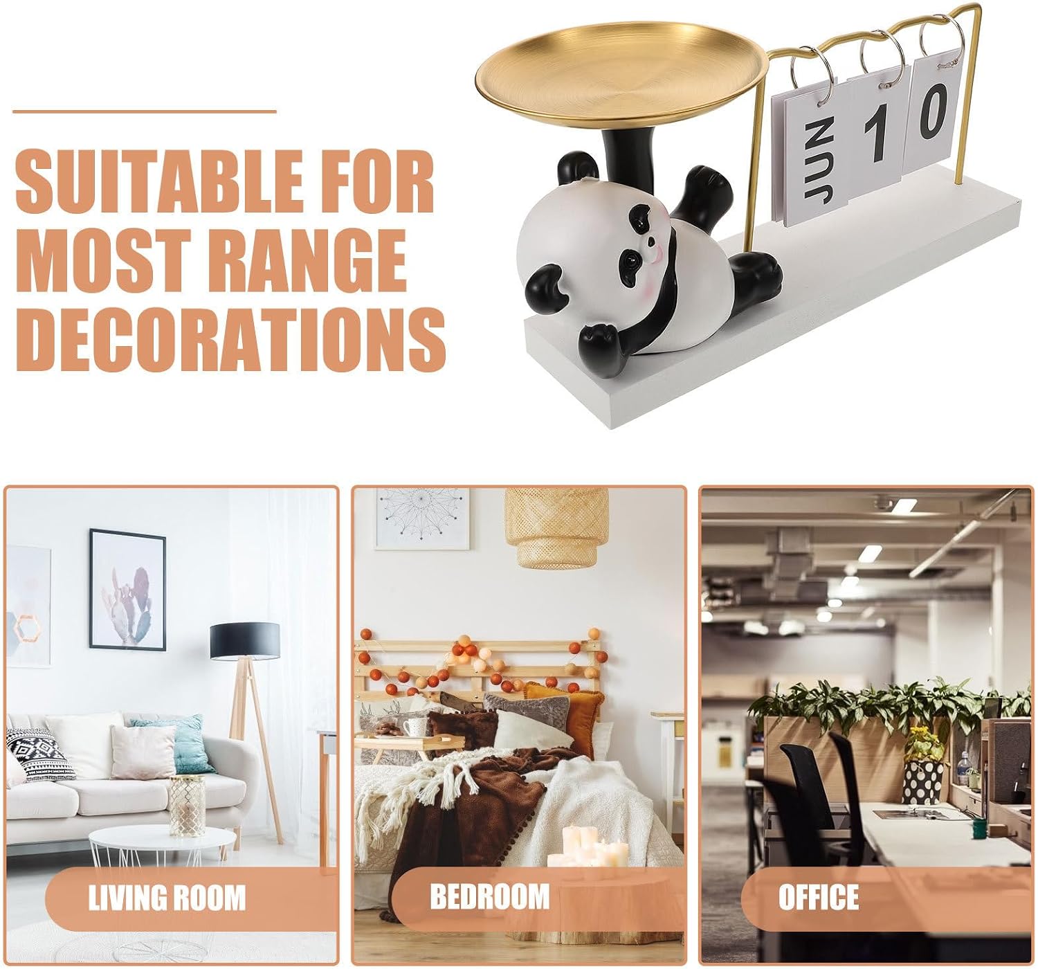 Panda Calendar Decorative Trinket Tray for Entryway Desk Storage image 3