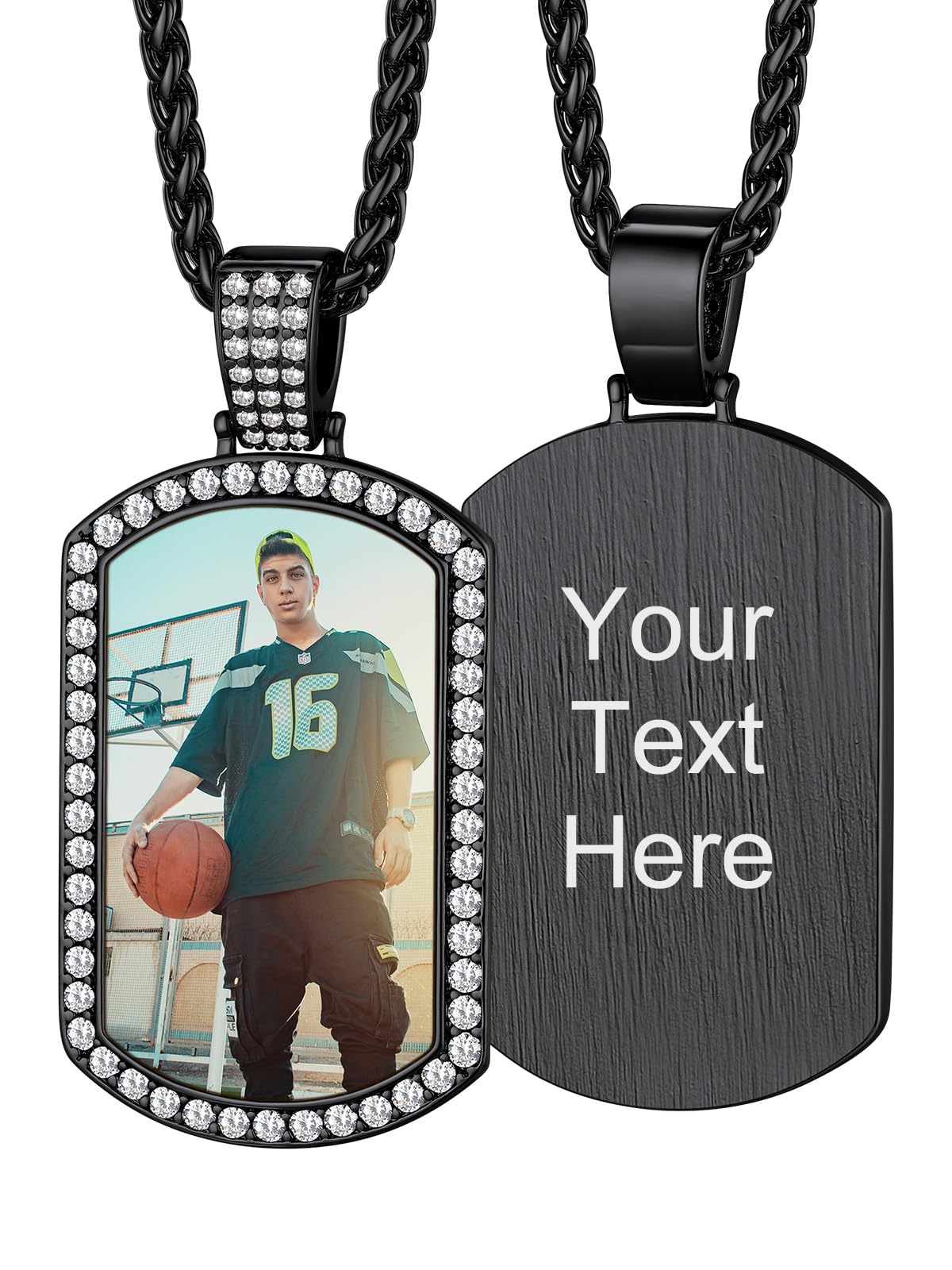 Custom4U Picture Necklace Personalized Photo Circle Chain for Men Women