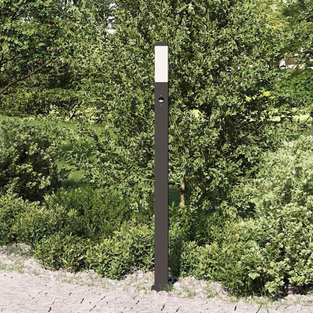 Lámpara de bolardo con sensor de 110 cm, color negro, acero inoxidable, IP44, detector de movimiento, ángulo de detección de 110°, alcance de 8 a 12 m, para jardín, terraza, iluminación de
