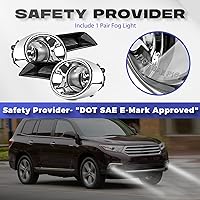 Vista 2 de RP Remarkable Power, Luces antiniebla para Highlander 2008 2009 2010 2011 con bisel negro, cromo, con arnés de cableado y interruptor, lente