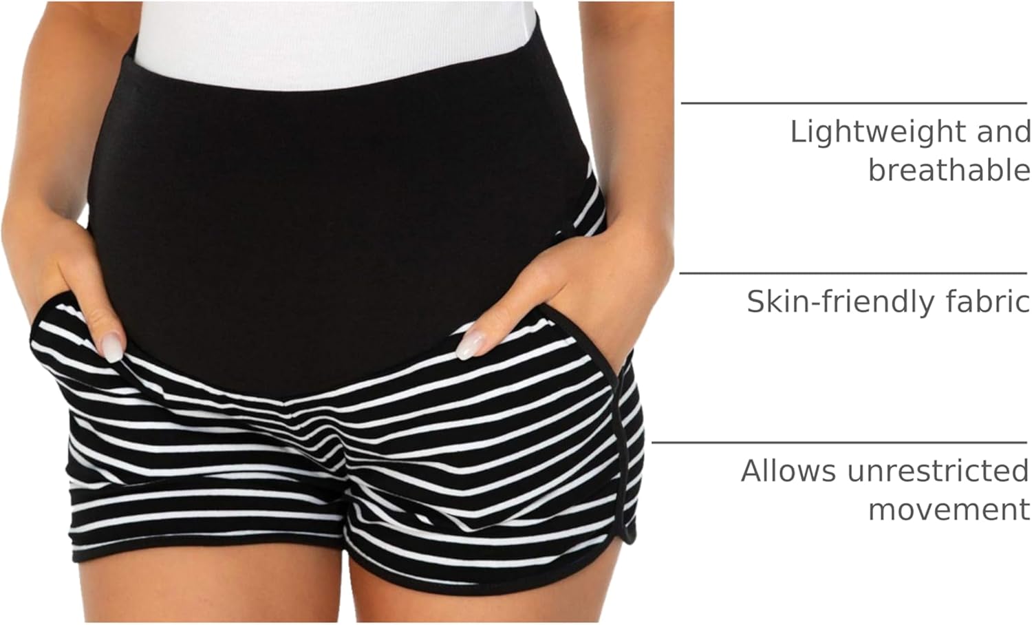Ecavus 3 Pack Women's Maternity Shorts Workout Stretchy Lounge Sports Yoga Over Belly Pregnancy Shorts for Women with Pockets - Image 4