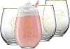 JoyJolt Disney Princess Sketch Stemless Drinking Glasses, 19oz Glass Cups ft Princess Jasmine Ariel Belle Cinderella, Disney Princess Kitchen Glassware Set of 4, Disney Gifts for Adults