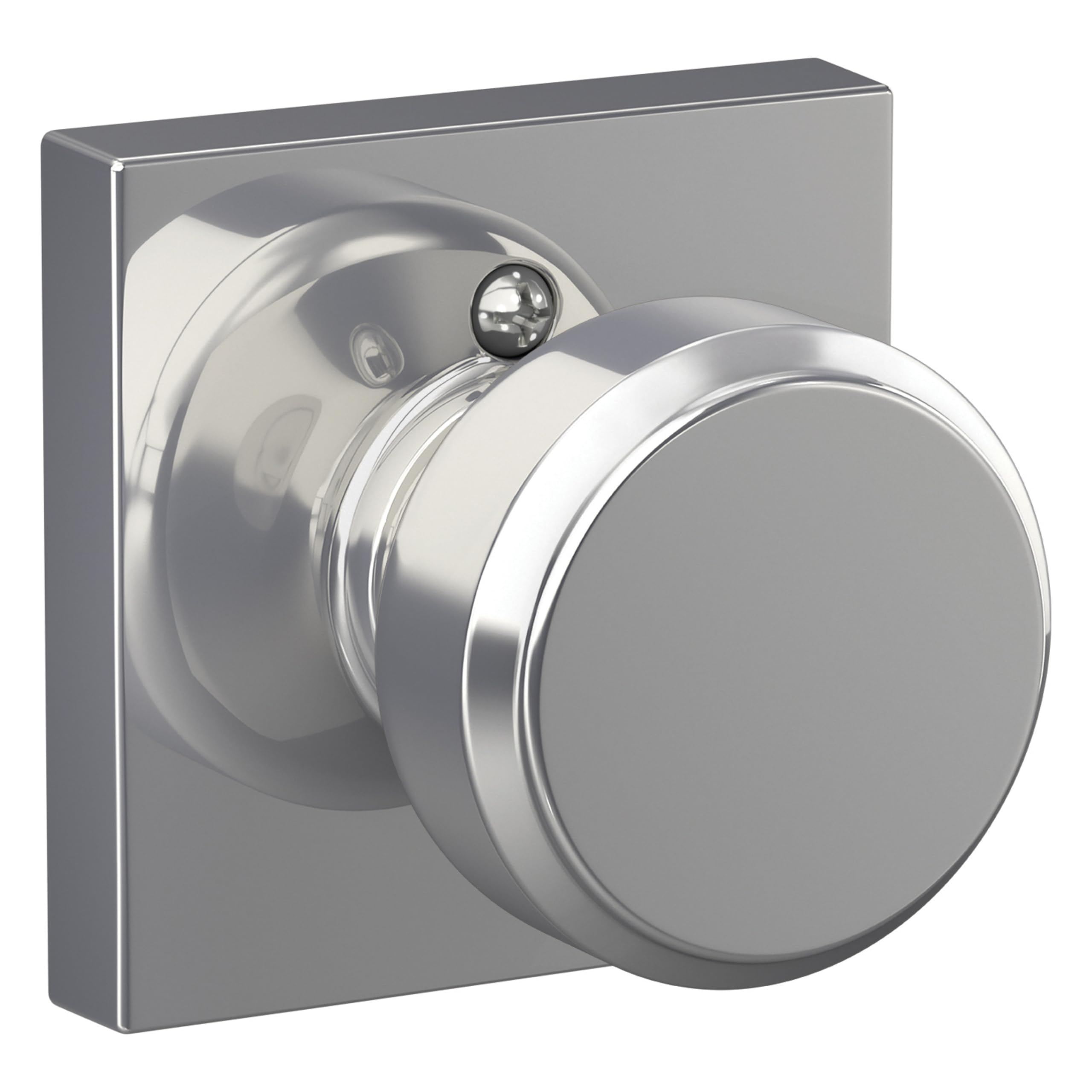 SCHLAGE Bowery Non-Turning Dummy Door Knob, Collins Trim, Bright Chrome