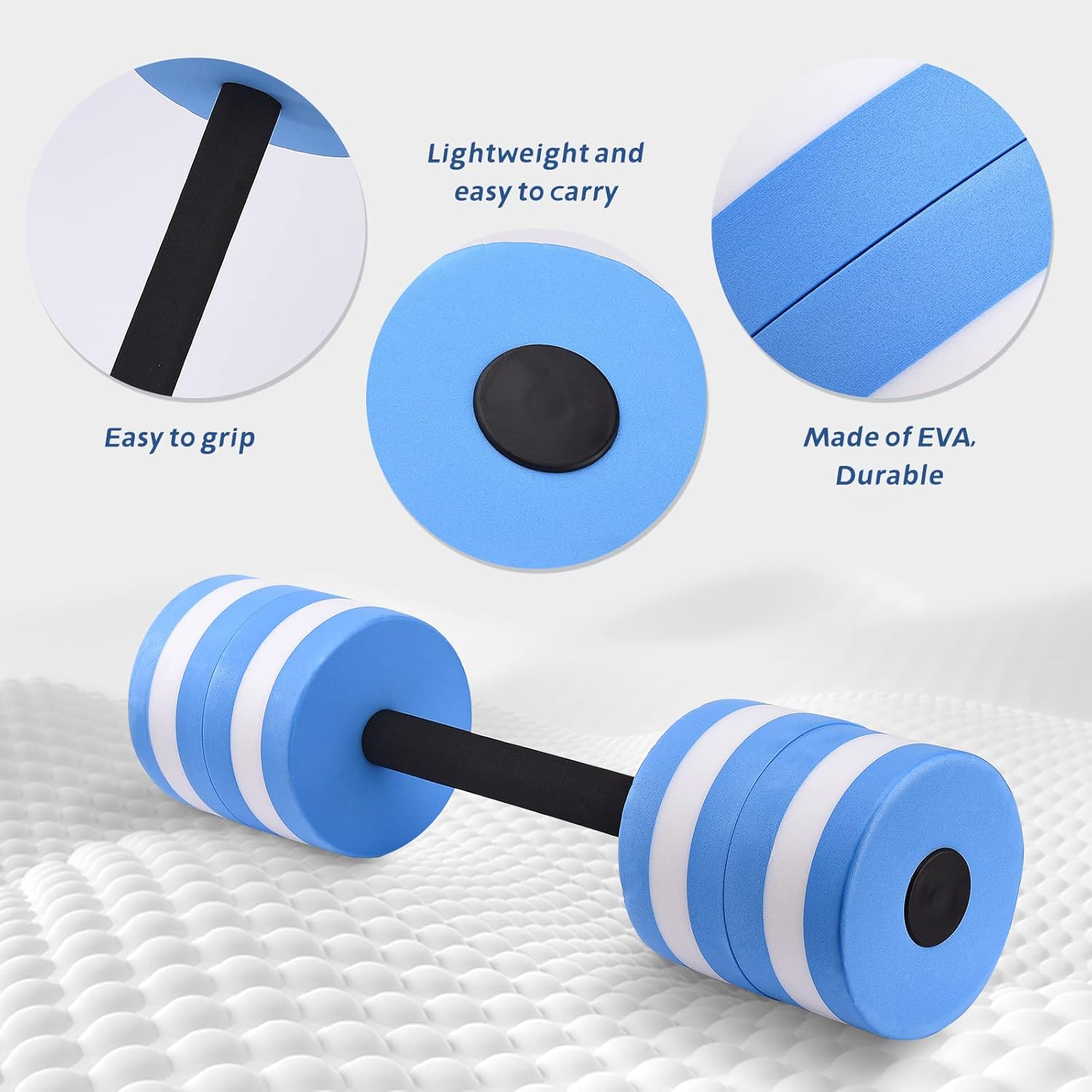 Atroy 22.4 Inch Aquatic Dumbbells Swimming Equipment for Bar Float Heavy Resistance Aquatic Dumbbell Pool Barbells for Swimming, blue, 57cm/22.4inch