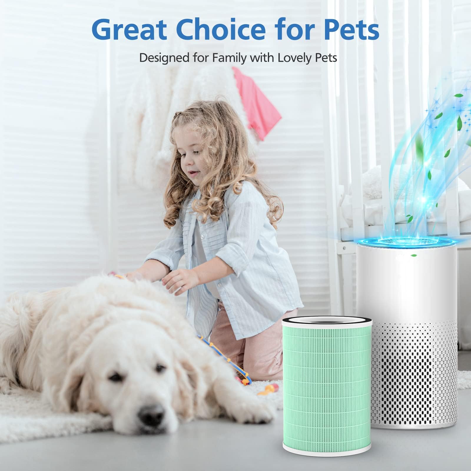 2 Pack True HEPA KILO Filter, 4 in 1 Pet Replacement Filter, 360° 4-Stage Filtration, Compatible with Afloia KILO, KILOPLUS, KILOPRO, MIRO, MIRO PRO, for MORENTO MR-Kilo, Kalo Air Purifier, Green