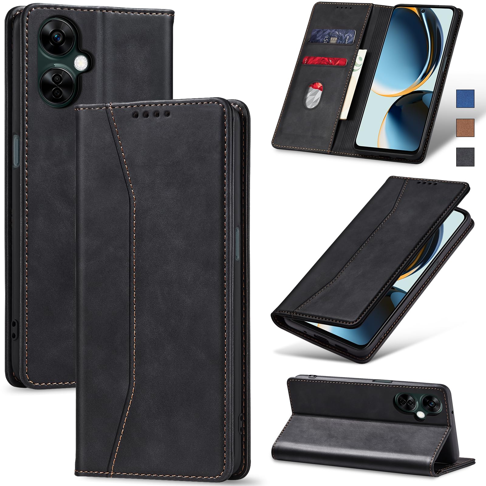 Jasonyu Flip Wallet Case for OnePlus Nord N30 5G,Leather Magnetic Folio Cover with Card Holder,Kickstand - TPU Shockproof Durable Protective Phone