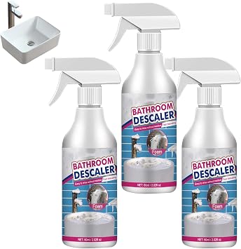 Stubborn Stains Cleaner,Bathroom Descaler,Jetted Bathtub Cleaner,Powerful Descaling Cleaning,60ml Limescale Cleaner, Bubble Cleaner Foam Spray for Toilet Bath Shower Glass 3Pcs