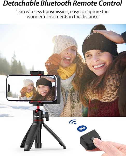 ULANZI Capgrip CG-02 Handle Grip Mobile, Smartphone Grip with Detachable Bluetooth Remote Control, iPhone Grip with 3 Adjustable Levels, Black - 3