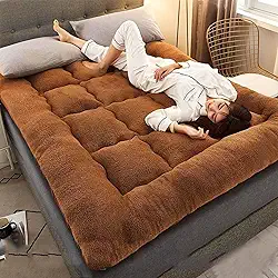 Colchão de futon japonês, tapete fofo extra grosso, tapetes de tatame super macios e respiráveis, sofá-cama dobrável portátil, almofada multiuso, marrom tamanho casal 90 x 190 cm
