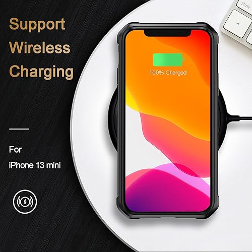 Miniatura 6 de Funda para iPhone 13 Mini, a prueba de golpes de grado militar, parte trasera de fibra de carbono dura, marco de parachoques de TPU suave,