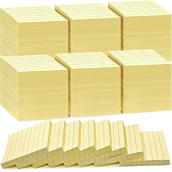 48 Pack Lined Sticky Notes 3x3 in, Yellow Self Sticky Notes with Lines, Post Stickies Sticky Memo Note Pads for School and Office Supplies, Yellow