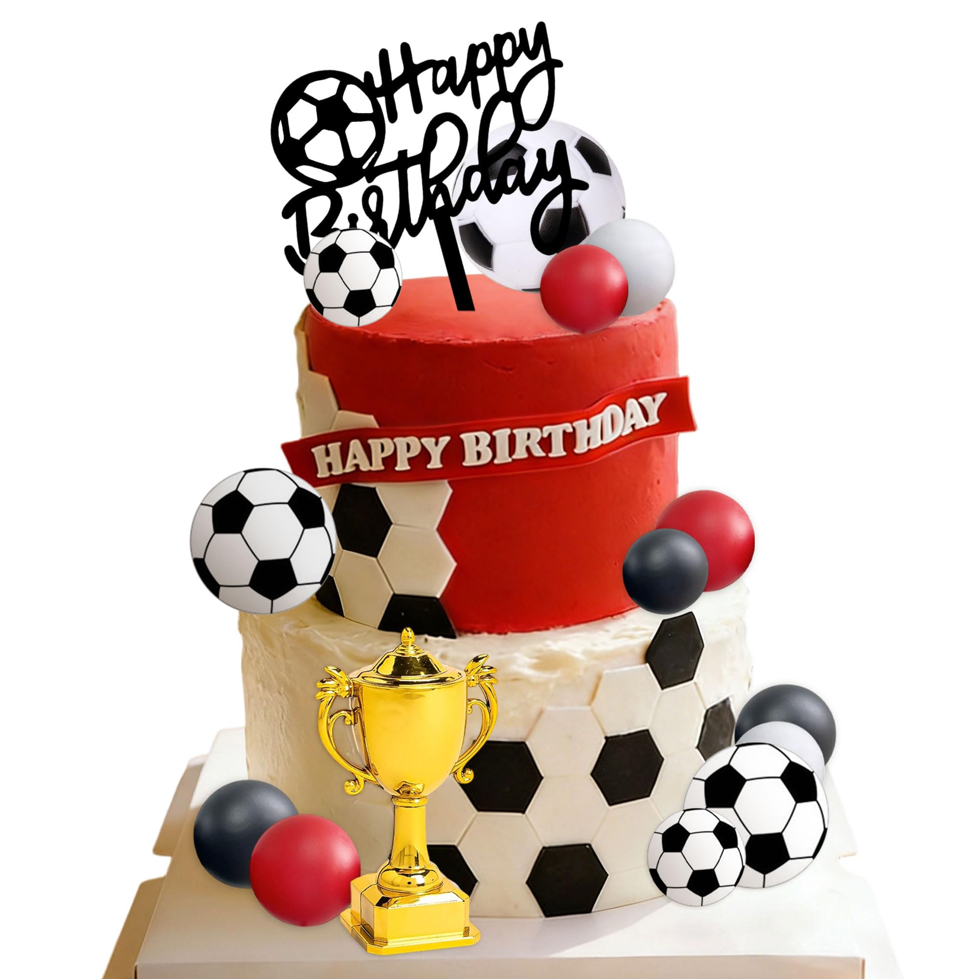 Soccer Cake Topper Soccer Ball Player Cake Decorations Football Birthday Cake Decoration for Men Soccer Sport Theme Birthday Party Supplies - Image 7