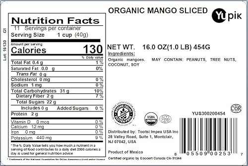 Miniatura 2 de Yupik Mango orgánico seco en rodajas, 1 libra, sin OMG, vegano, sin gluten