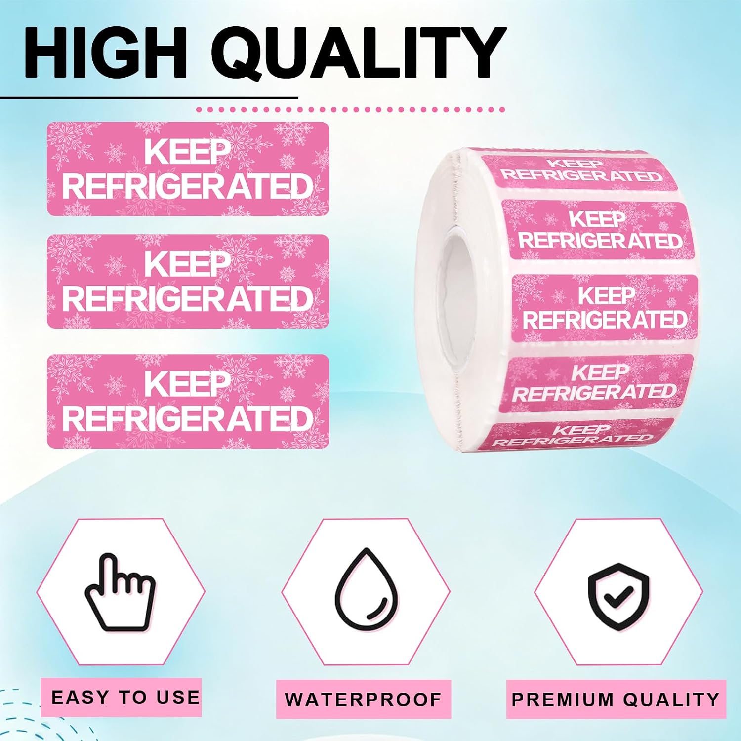 Whaline 1000Pcs Keep Refrigerated Sticker, Waterproof, 0.5 x 1.5 Inch