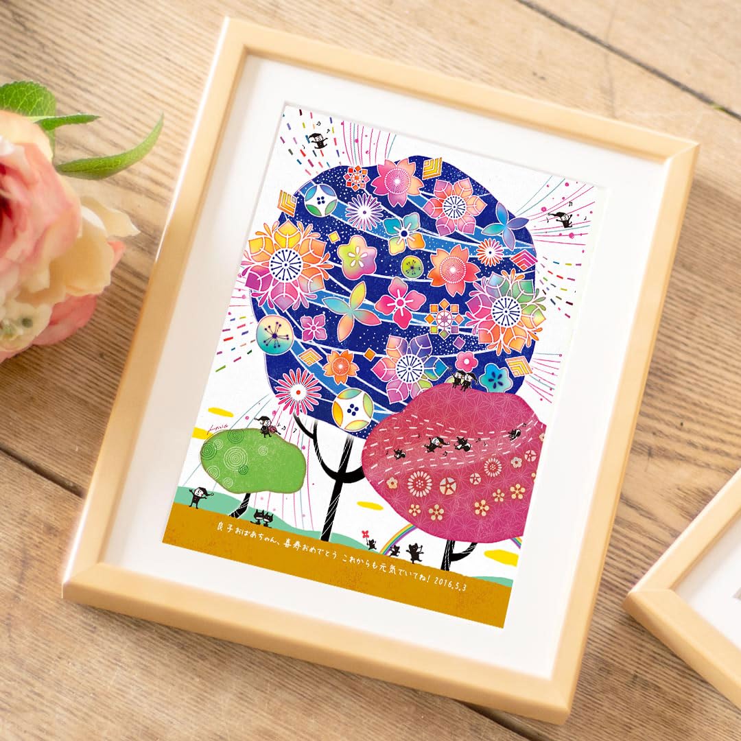 Amazon.co.jp: プレゼント 絵 幸せアート「しあわせ花音 藍色」(S