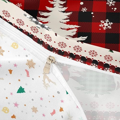 Miniatura 6 de Juego de funda de edredón para niños de Feliz Navidad, tamaño Queen, juego de ropa de cama de copos de nieve con árbol de pino y ciervo, decoración