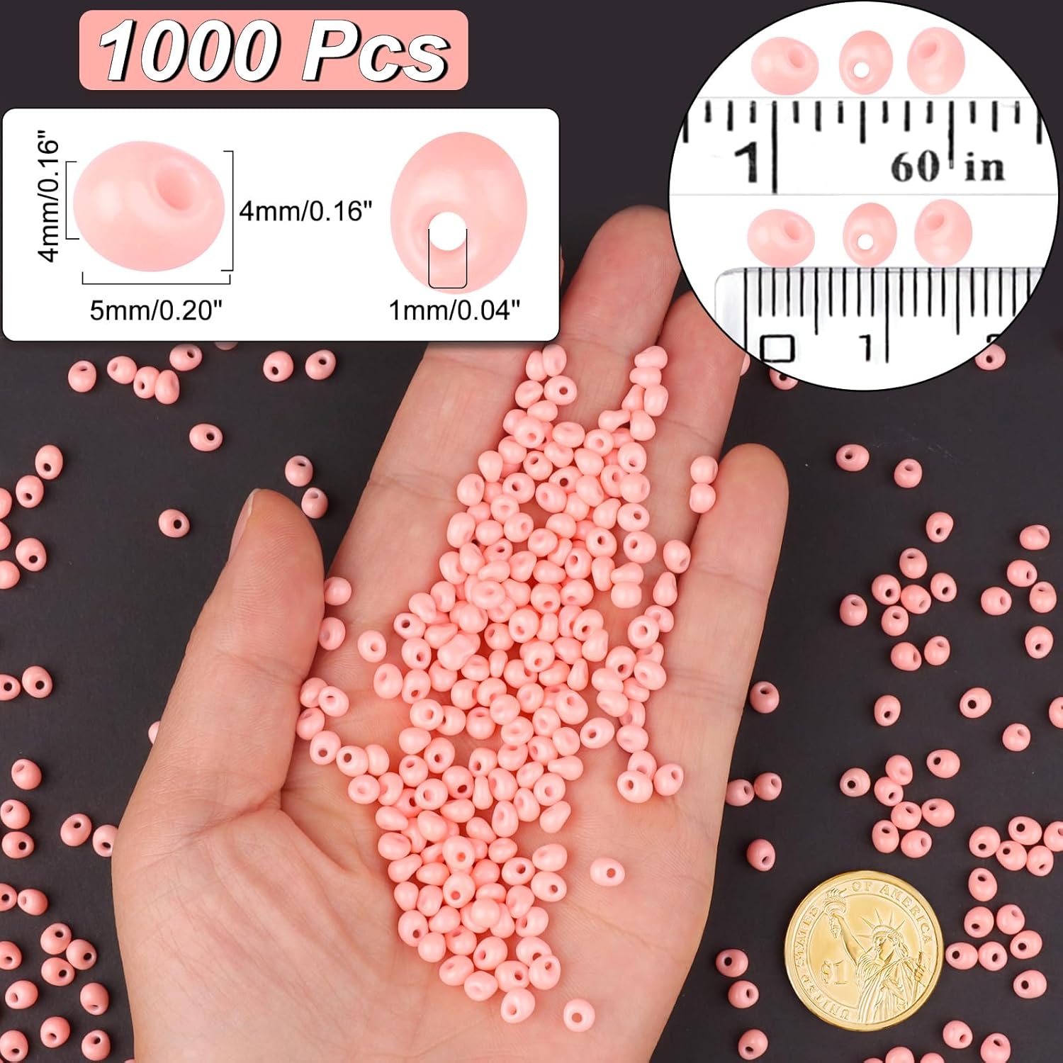 4000pcs Glass Seed Beads Bulk, 3x6mm Teardrop Shape Lotus root pink Seed Beads Small Pony Beads for DIY Craft Projects Bracelets Necklace Jewelry Making - Image 3