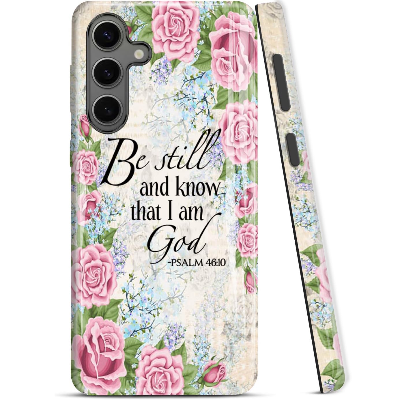 ZISKGZO Compatible for Samsung Galaxy S24 FE 5G Case, 2 Layer Hard Shell Silicone Cover 2 in 1 Shockproof Protective Phone Case,Bible Verse Psalm 46: