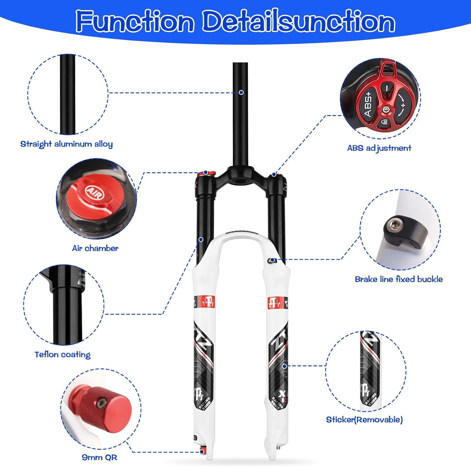 ZTZ MTB Air Suspension Fork，Fit for 26/27.5/29 inch Mountain Bike, 120mm Travel, Rebound Adjust, QR 9mm, Manual/Remote Lockout, XC/AM Mountain Bike Front Fork, Ultralight