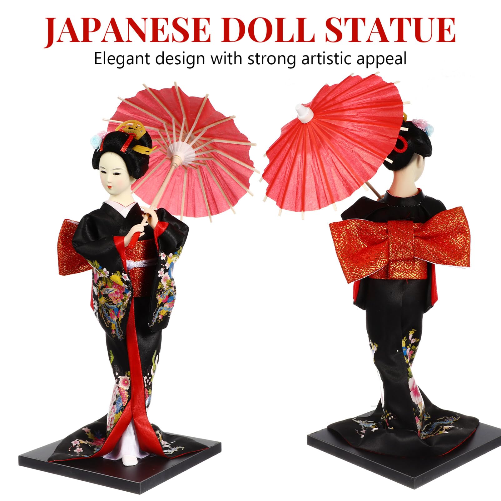 Holibanna Asian Kimono Doll Figure Japanese Geisha Statue for Home Decor Compact Ornament for Bookshelves Desks and Windowsills Versatile Decoration for Various Styles - Image 3