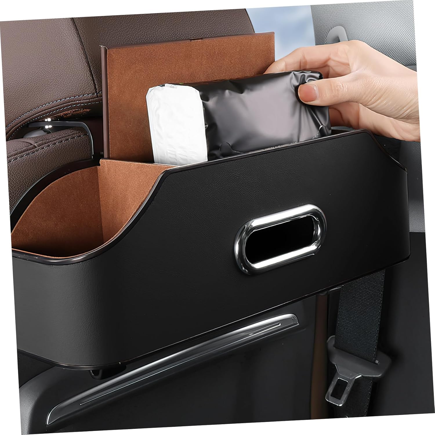 Unomor 1set Car Seat Back Organizer Multi-Functional Backseat Storage Box Ample Storage Capacity Artificial Easy Vehicles