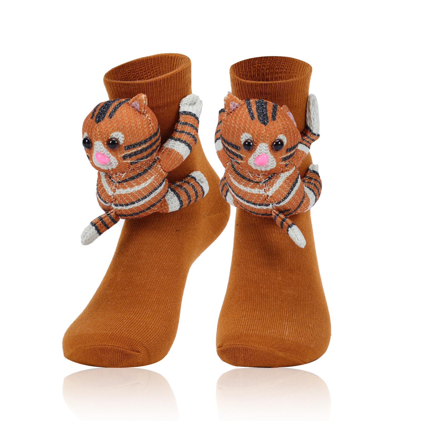 Risipu Women's Tiger 3D Knit Animal Socks Novelty Animal Hug Sock Hand Crocheted Warm Socks Funny Cute Christmas Socks Gifts For (Uk, Alpha, One Size, Regular, Regular, )