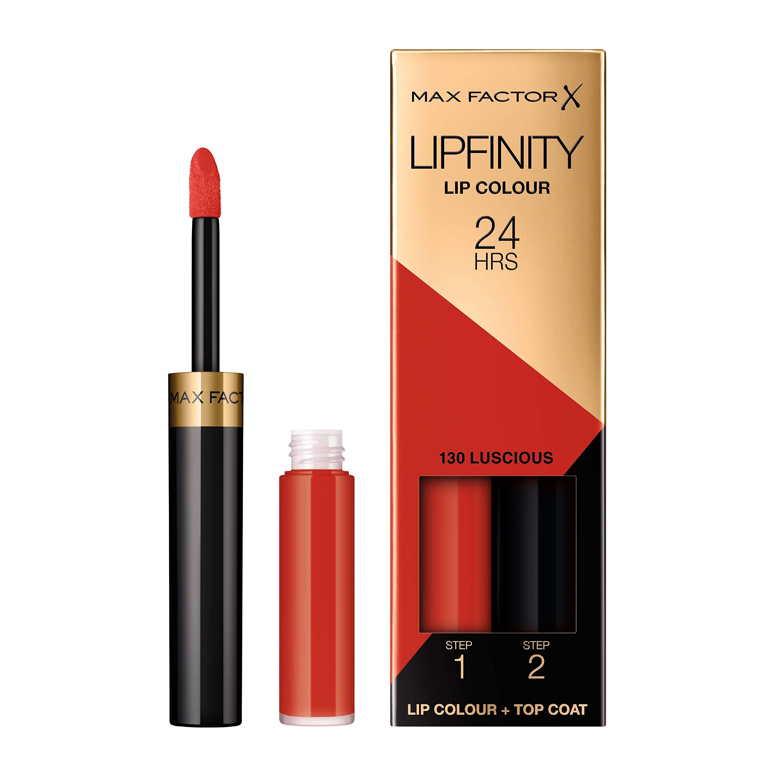 Lipfinity Lip Colour Luscious 130 - Kiss-proof Lipstick with 24 Hours Hold without Drying Out, with Intensive Colour Release & Precise Applicator - with Intensely Nourishing Gloss Top Coat