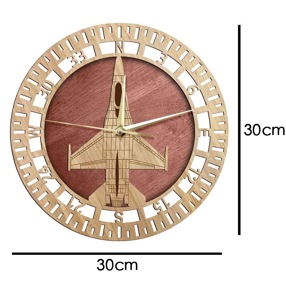 Reloj de Pared de Madera F-16 Fighting Falcon Hecho a Mano Militar decoración del hogar Reloj de Pared silencioso Regalo de piloto de avión de la Fuerza Aérea de los Estados Unidos