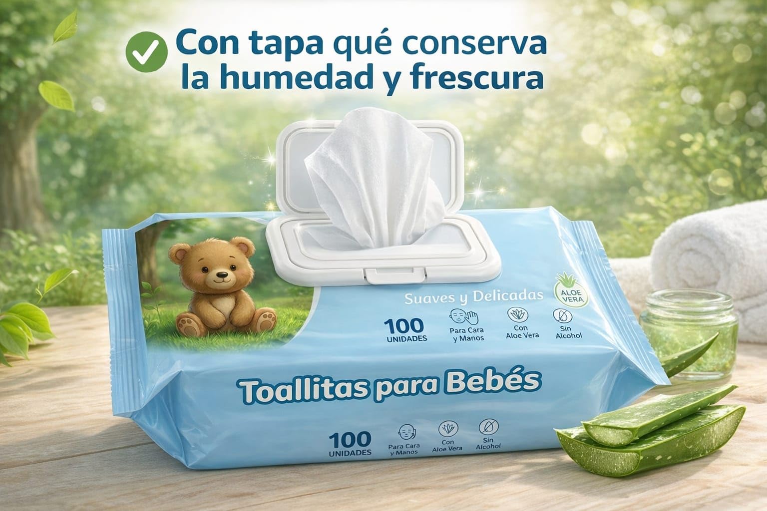 Toallitas Húmedas Hidratantes para bebé PACK 2 UD x 100 Toallitas C/U - Toallitas Húmedas Ideal para Cambio de Pañal - Limpieza para Cara, Manos y Cuerpo - Tejido Suave, Esponjoso y Resistente.