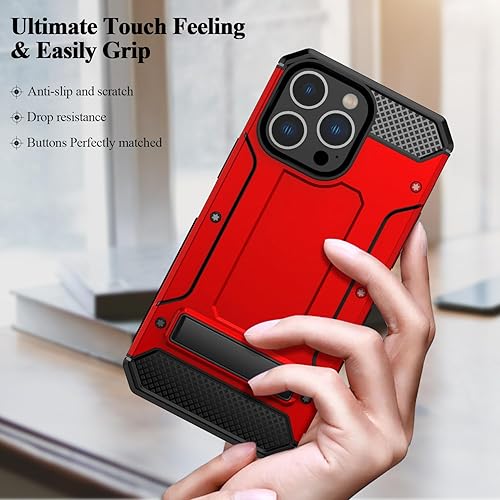 Miniatura 5 de MMHUO Funda para iPhone 14 Pro Max, funda de doble capa de protección contra caídas de grado militar para iPhone 14 Pro Max con soporte integrado,