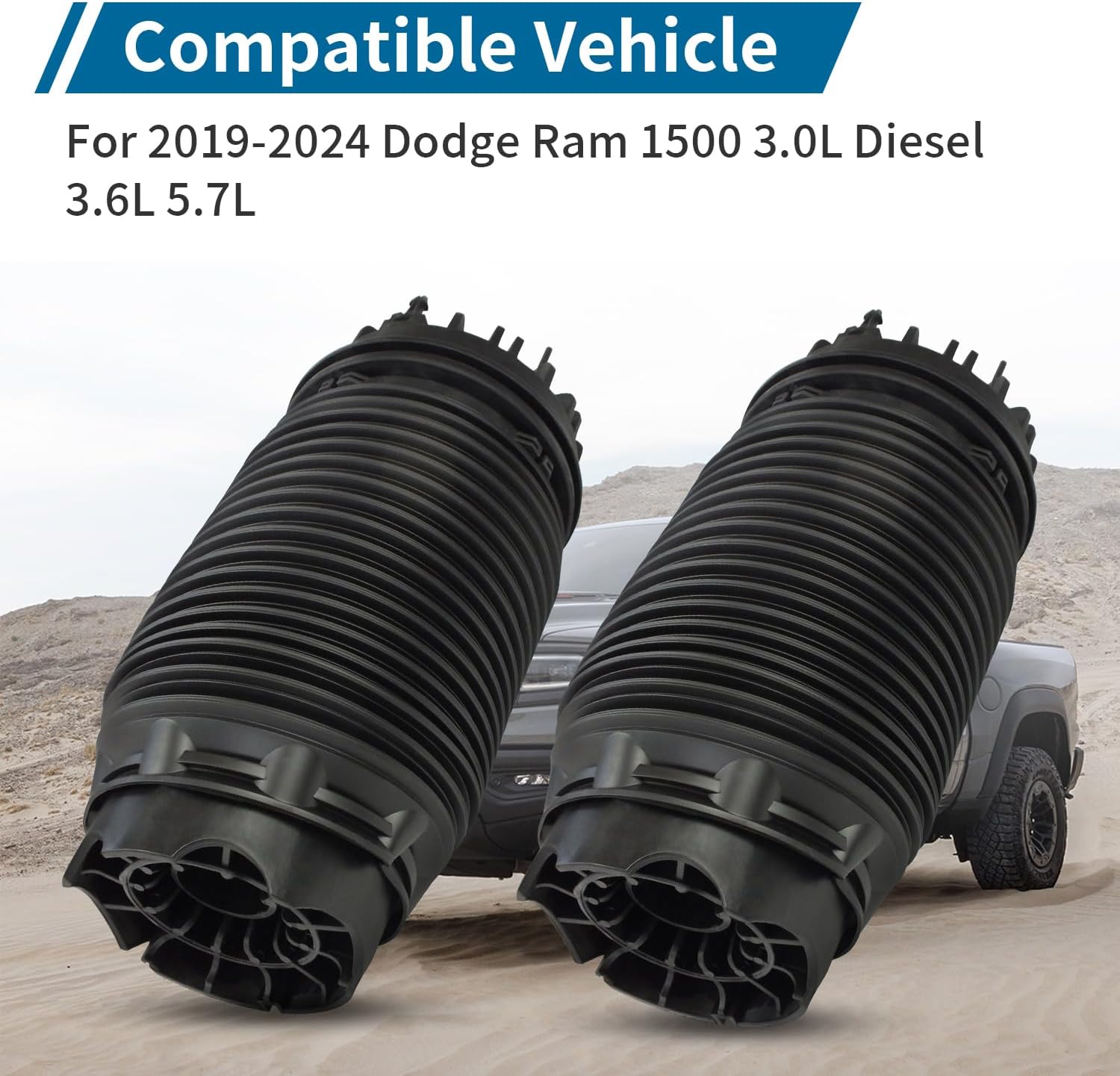 2PCS Rear Left and Right Air Suspension Spring Bags Compatible with Dodge Ram 1500 3.6L 5.7L 2019-2024, 68260938AA