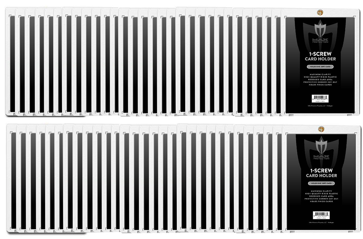 Max Protection Max Pro 1 Screw Thick Card Holder - 50 Pt. (Box of 50) Jersey or Memorabilia Card Screwdown - Baseball, Football, Basketball, Hockey,