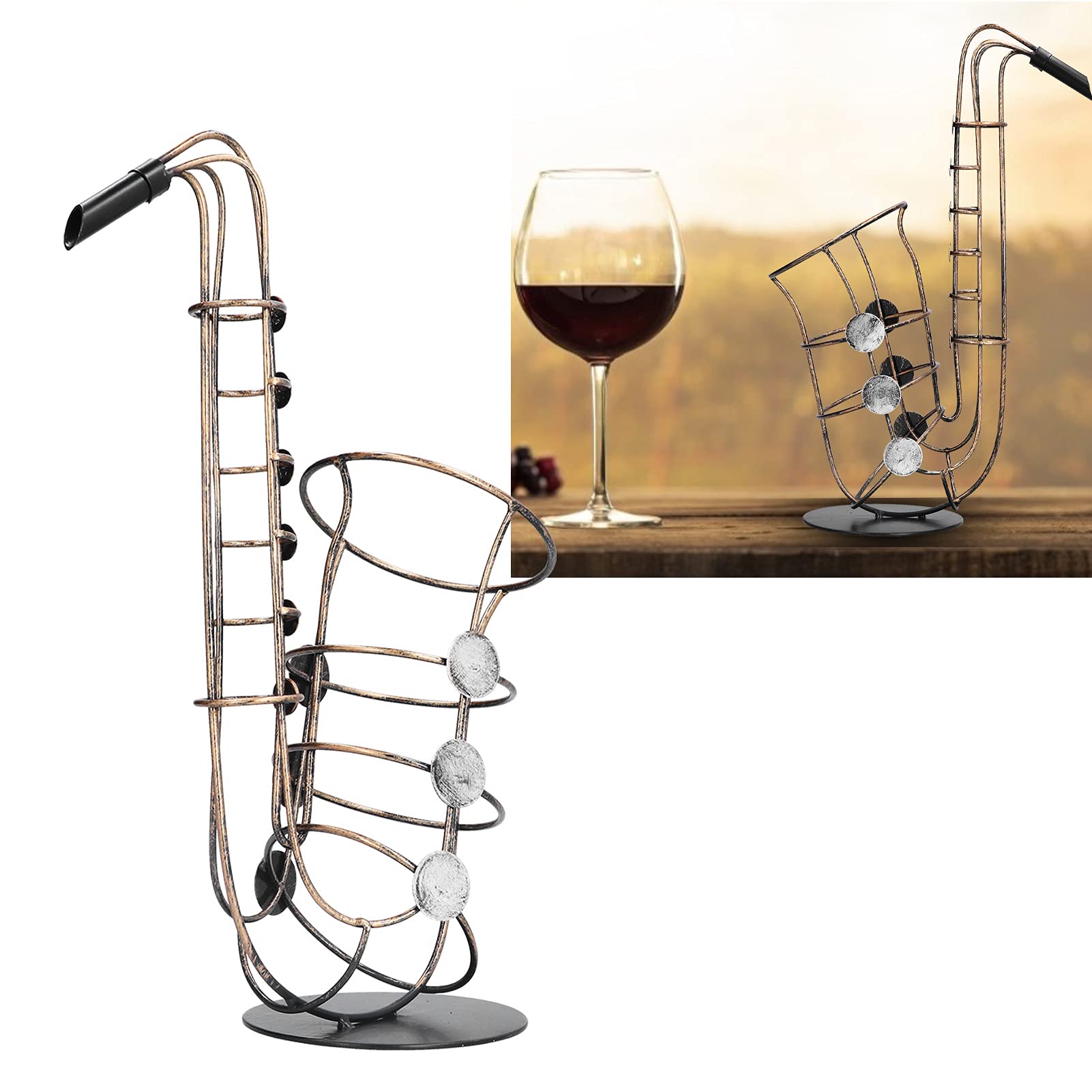 Portabotellas de Vino Decorativo de Mesa, Soporte Metálico para Bar en Casa y Salón, Exhibición Artística de Botella Individual