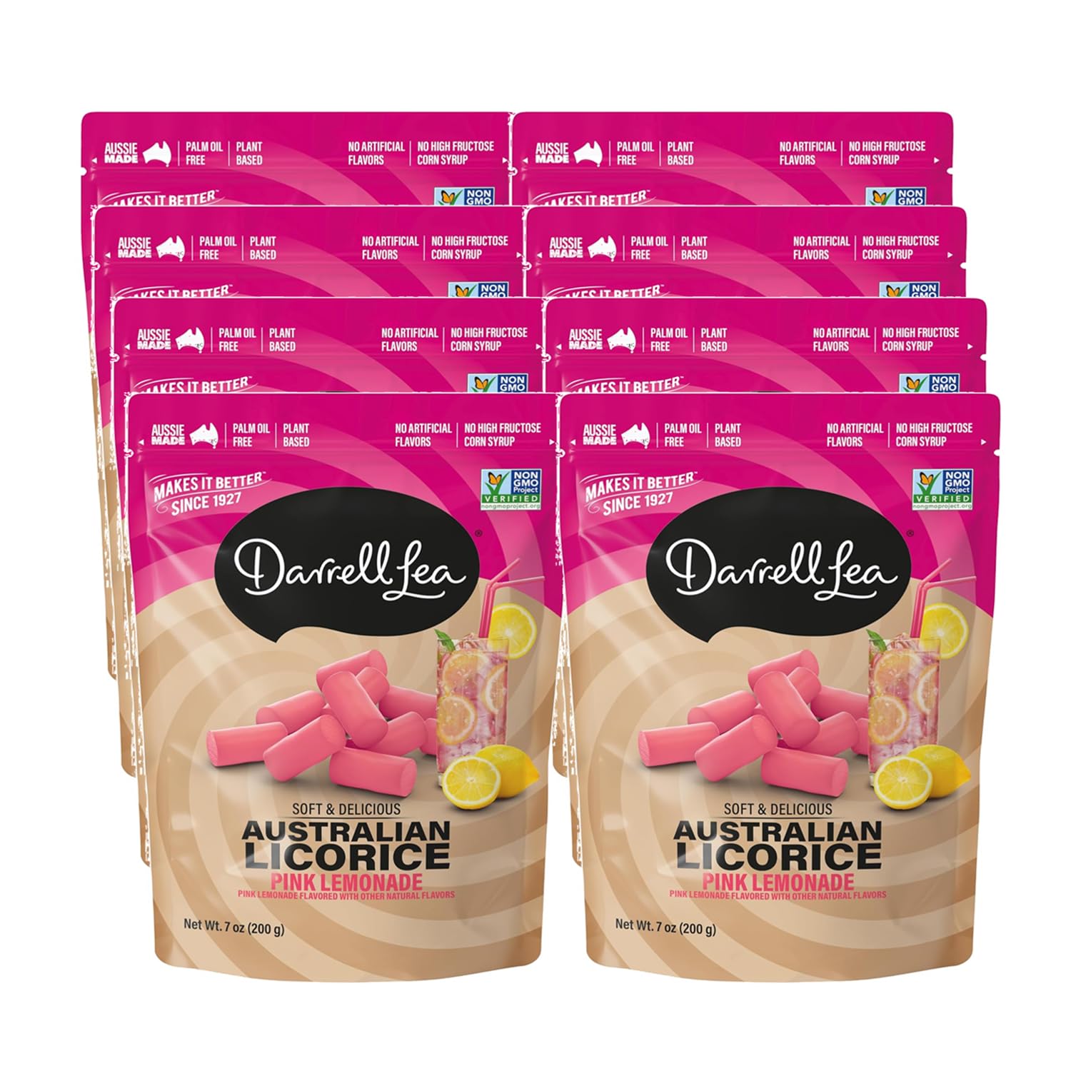 Darrell Lea Pink Lemonade Licorice 7oz (Pack of 8)