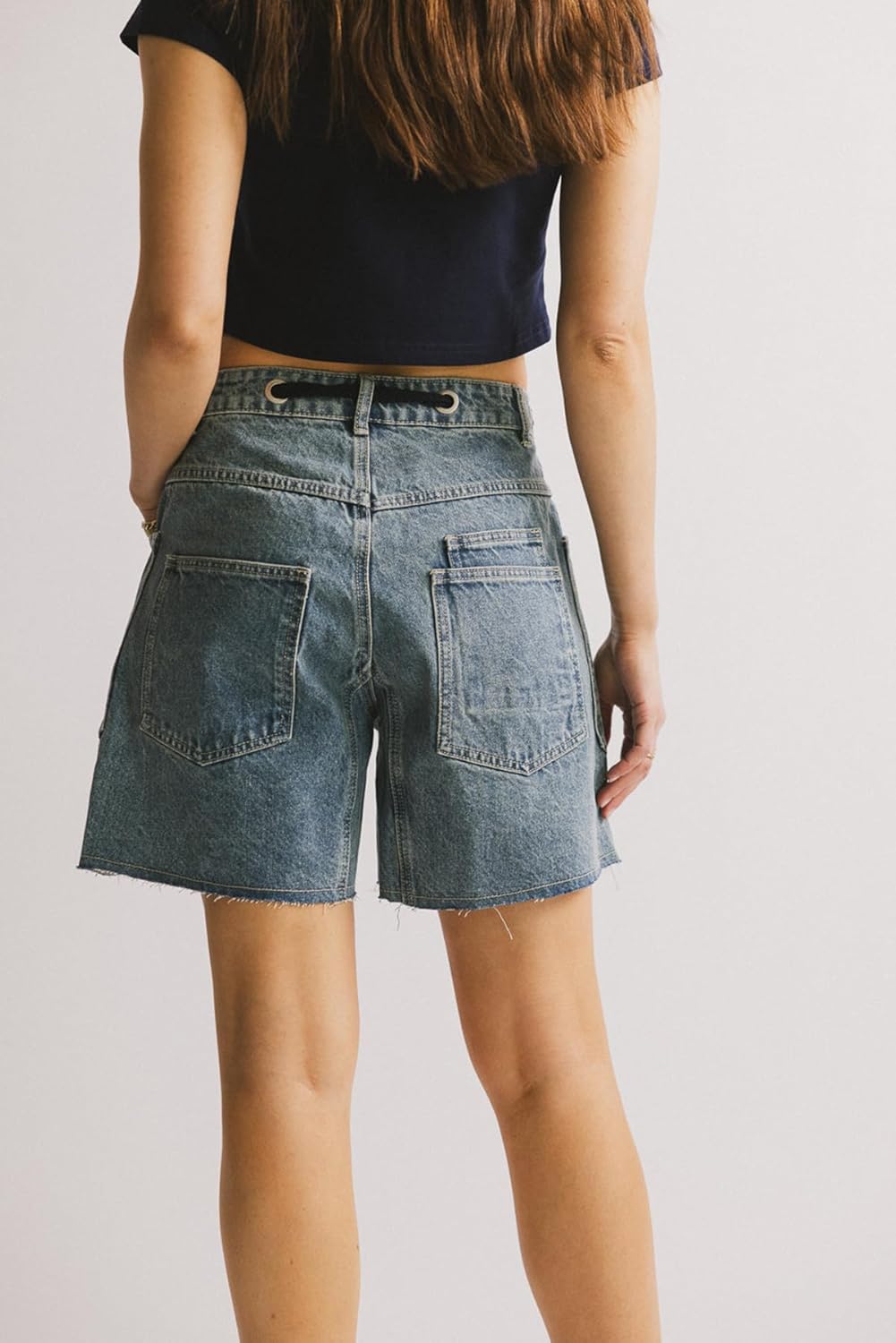 Jean Shorts Womens Drawstring Low Waist Wide Leg Denim Shorts Y2k Summer Jorts with Pockets - Image 2