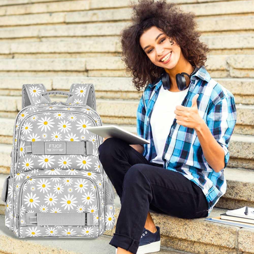 3PCS Girls Backpack, Water Resistant Womens School Bag With Lunch Box, 17 Inch Bookbag Set for College Teenagers.