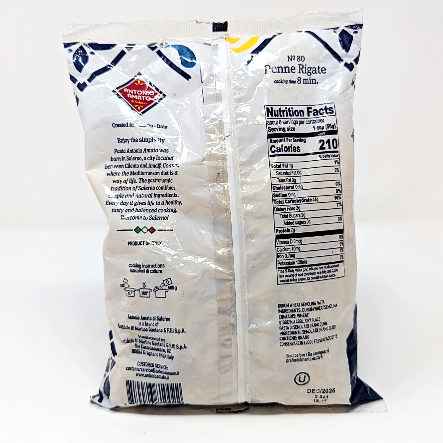 ANTONIO AMATO di Salerno - NO.80 Penne Rigate - (Pack of 5, 5lb total weight) - pasta di semola di grano duro - durum wheat semolina pasta macaroni product - Authentic Italain Pasta - PRODUCT OF ITALY