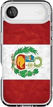 DistinctInk Hybrid Clear Case Compatible with MagSafe for iPhone 17 Air- Vintage Peru Flag Emblem Design