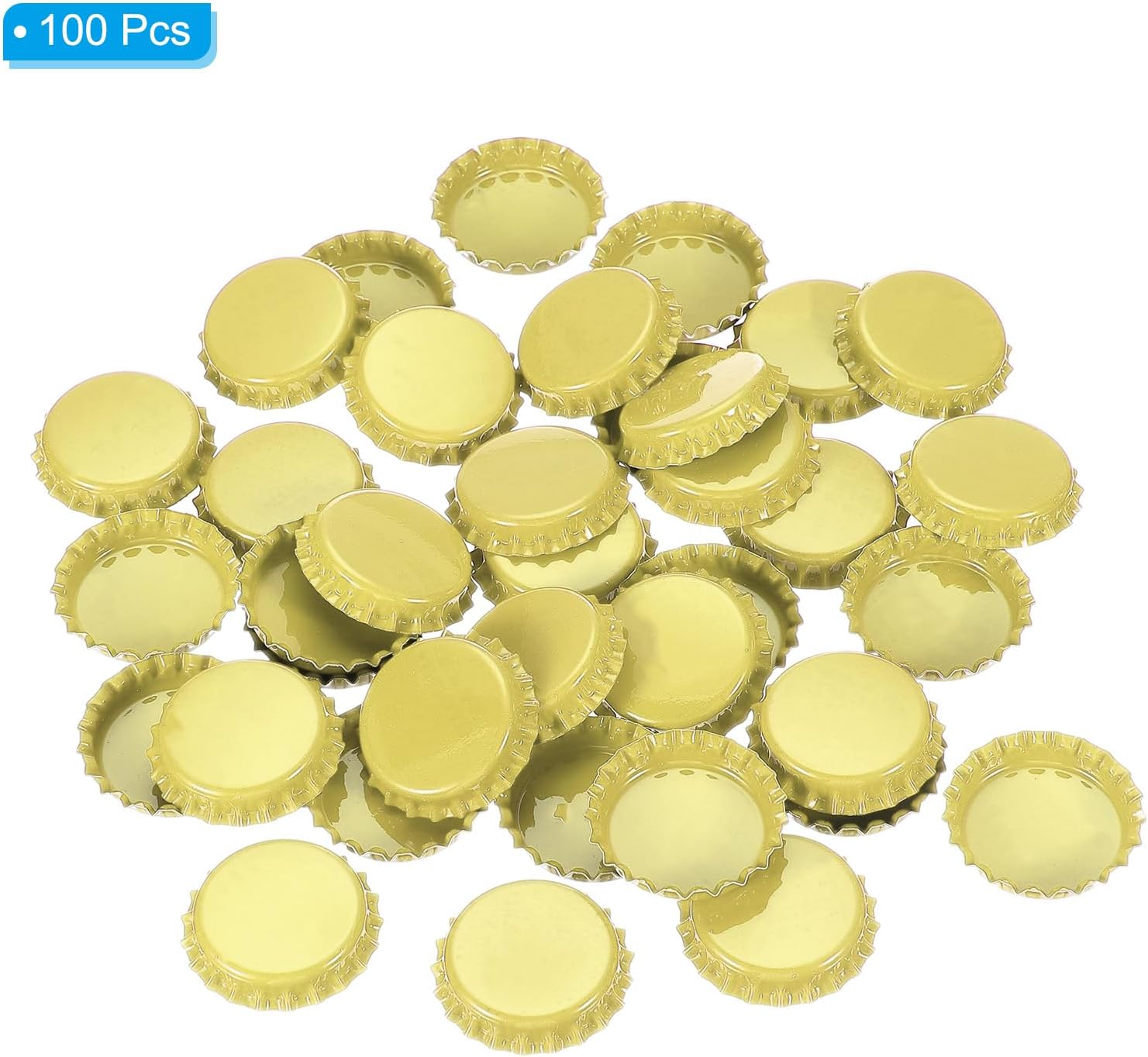 PATIKIL 100PCS Bottle Caps for Crafts, Decorative Bottle Cap Double-Sided Printing for Hair Bows DIY Craft Pendants Scrapbooking Embellishments, Yellow