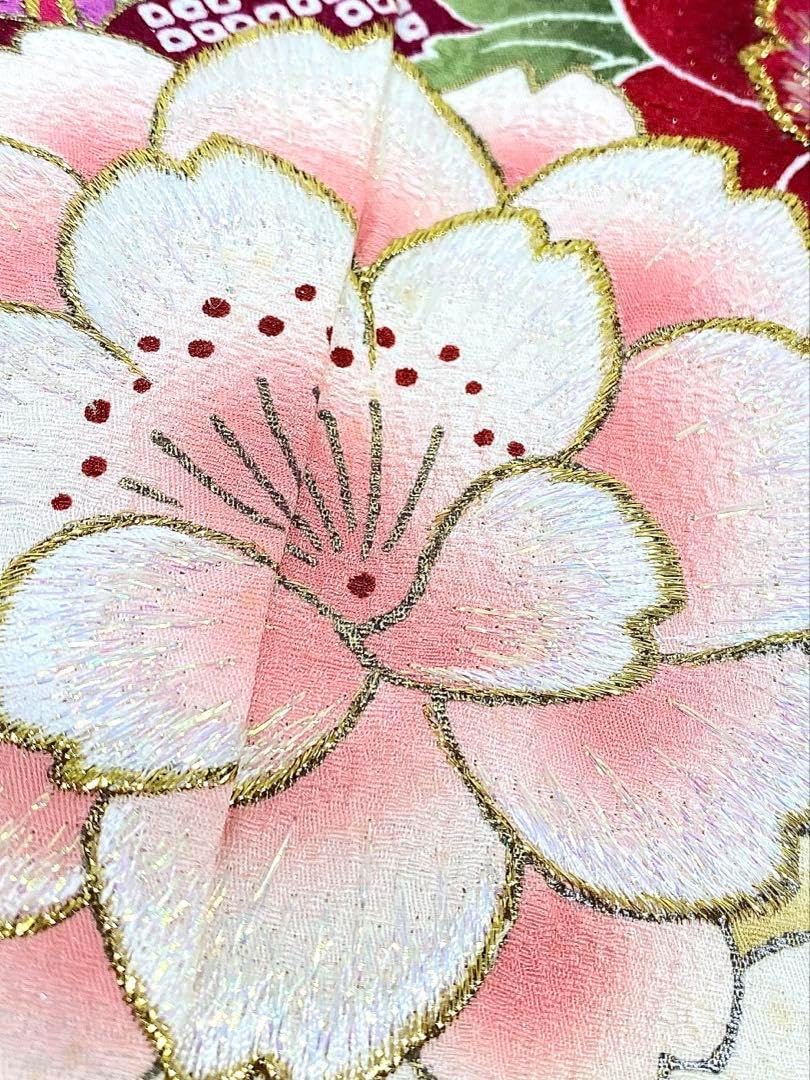 振袖 豪華 銀通し 刺繍 金彩 紋意匠 薔薇 身丈170cm 撥水加工済 振袖