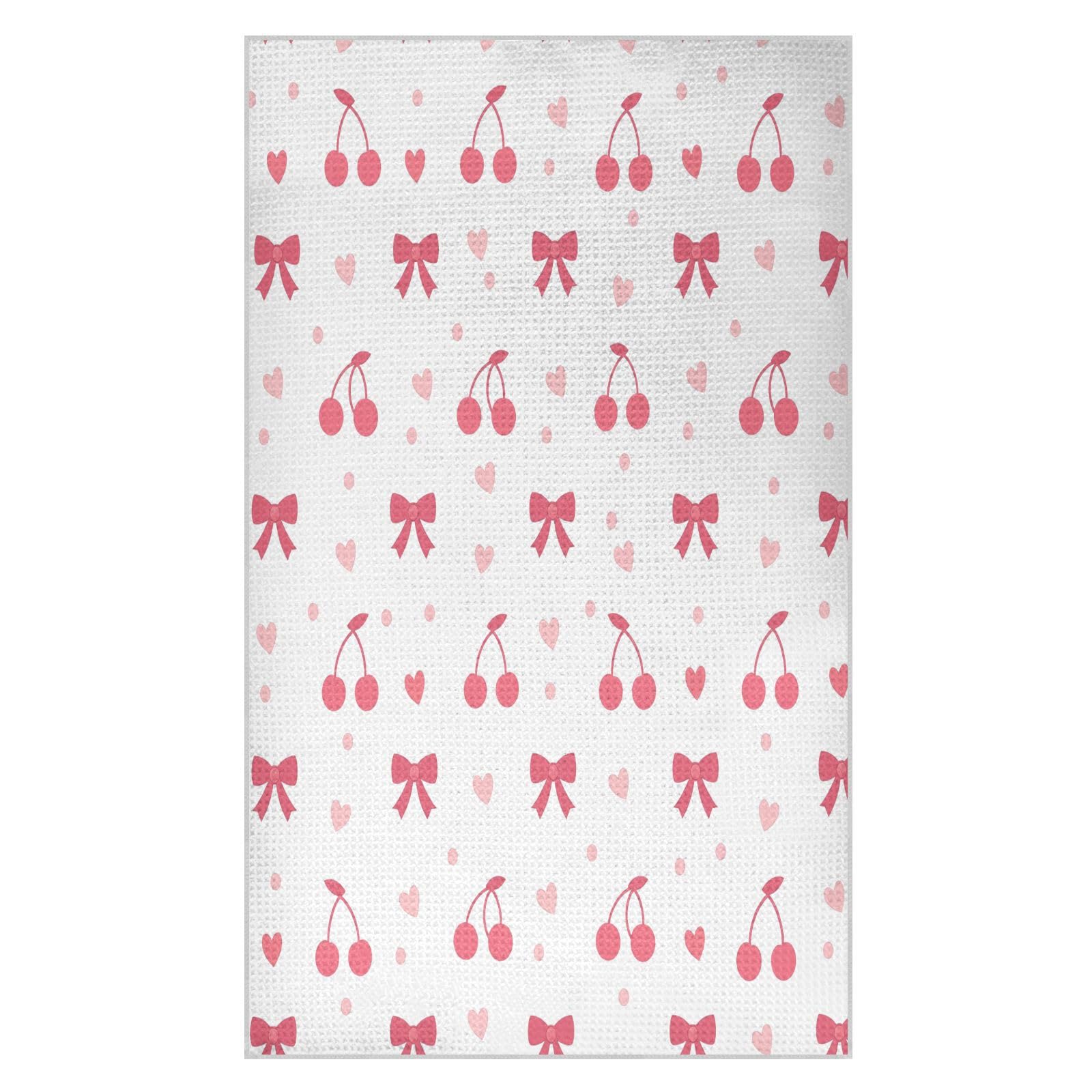 JiangGgen Cherries and Bows Kitchen Towel 1-Pack Soft Absorbent Dish Towel