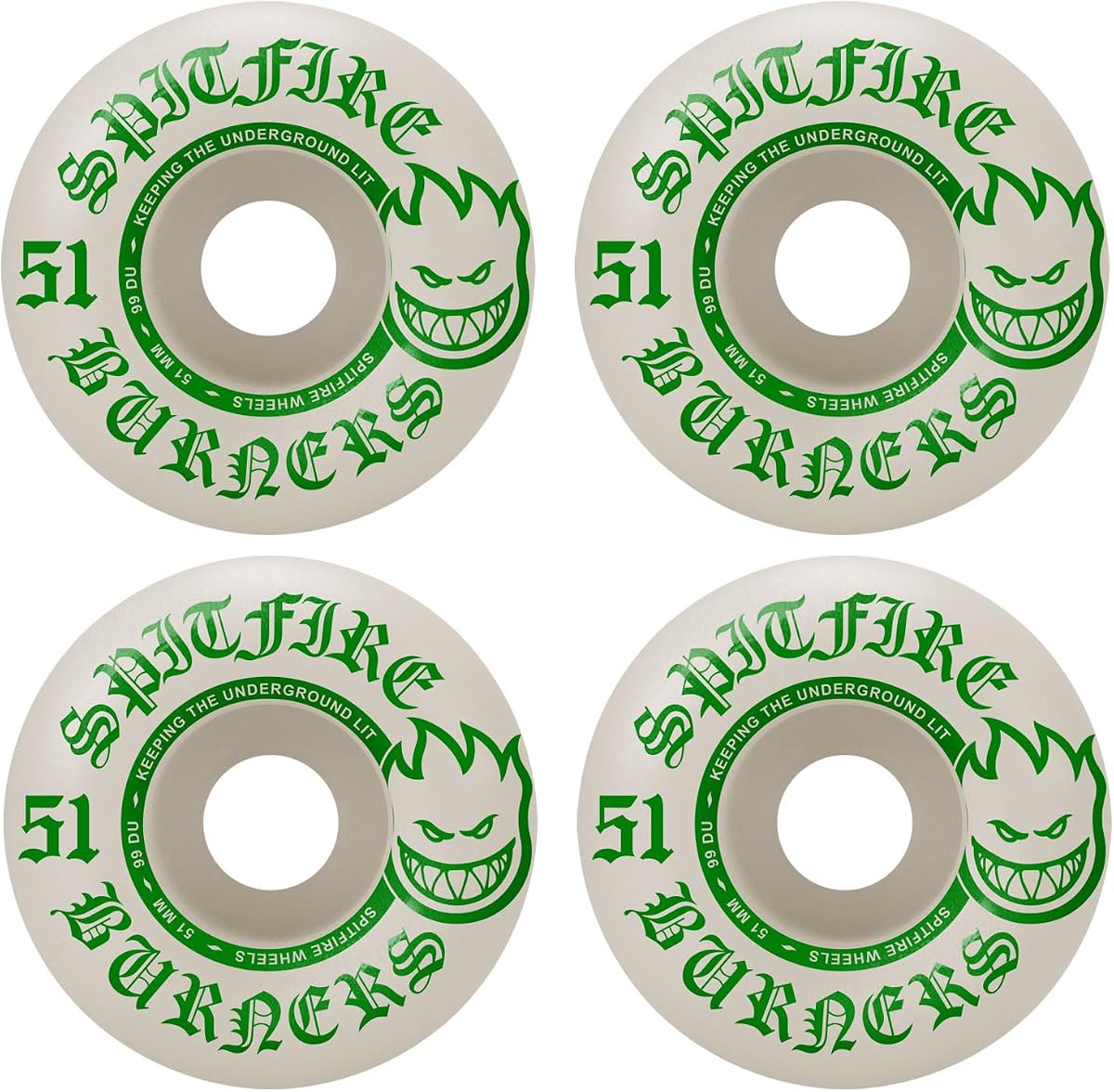 Spitfire Burners - Ruedas para monopatín (99 A, durómetro, 4 unidades)