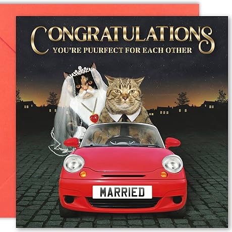 Cult Kitty: Felicitous Feline Wedding Greeting