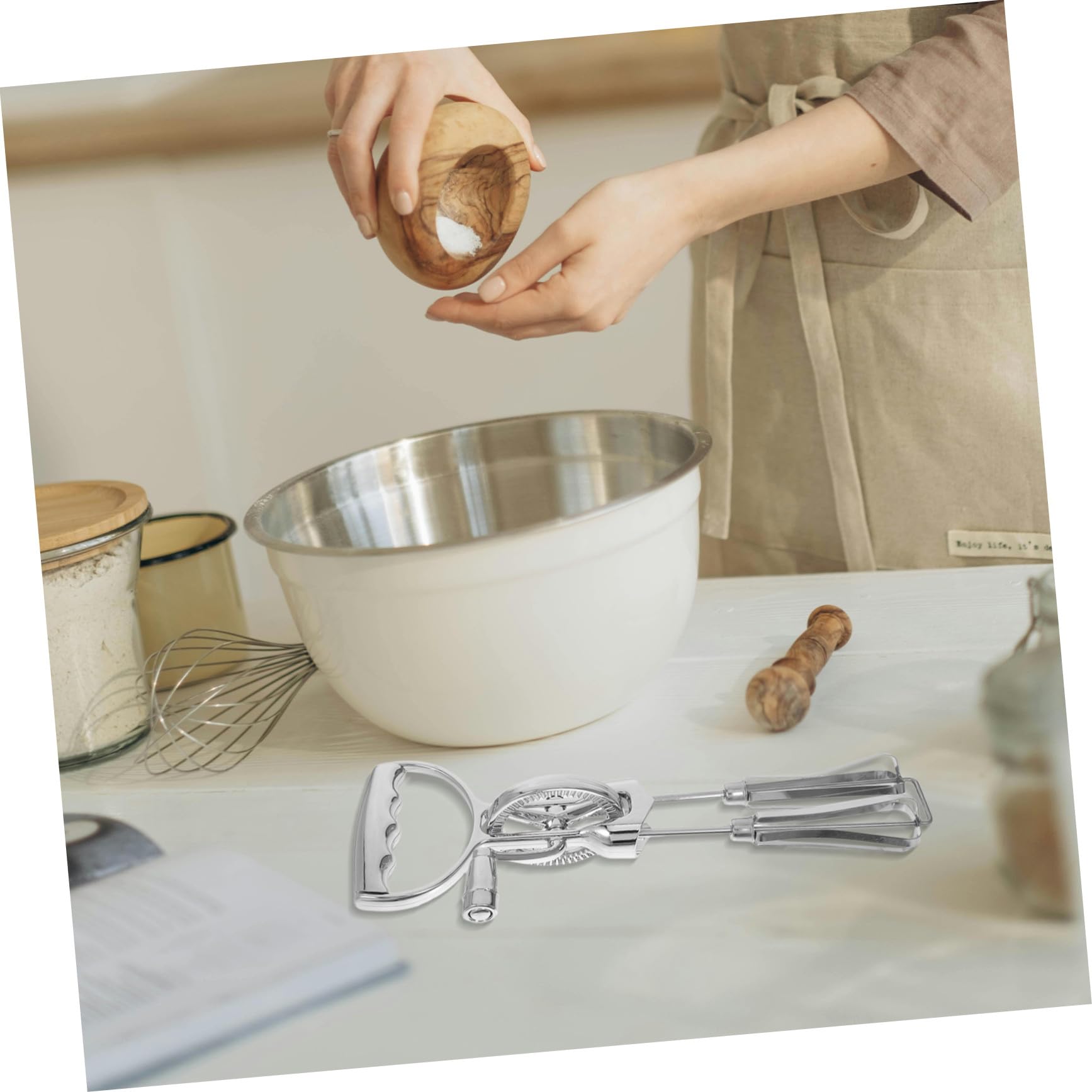 OUNONA 4 Stück Handlicher Manuelles Rotations-eierschläger-set mit Edelstahl-schneebesen Hitzebeständiger Silikonbürste und Spatel Vielseitiges Küchenwerkzeug für Backen Teigmischen und
