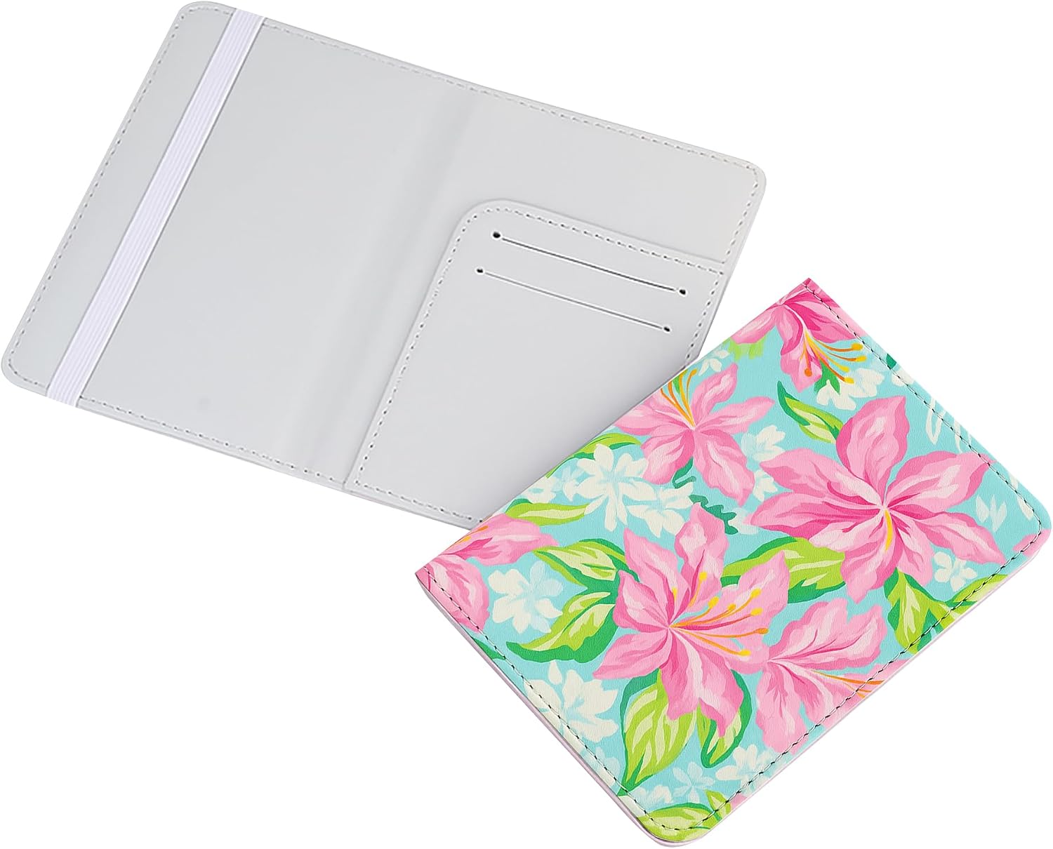 Jolitee Passport Holder Travel Wallet – Premium PU Vegan Leather, Compact & Waterproof Passport Case with Card Slots & Elastic Closure, Green Floral