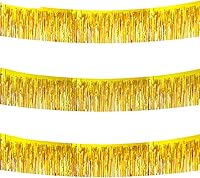 Vista 74 de BEISHIDA 3 paquetes de 9.1 metros de guirnalda de flecos de lámina metálica de oropel, serpentinas brillantes de color oro rosa para colgar