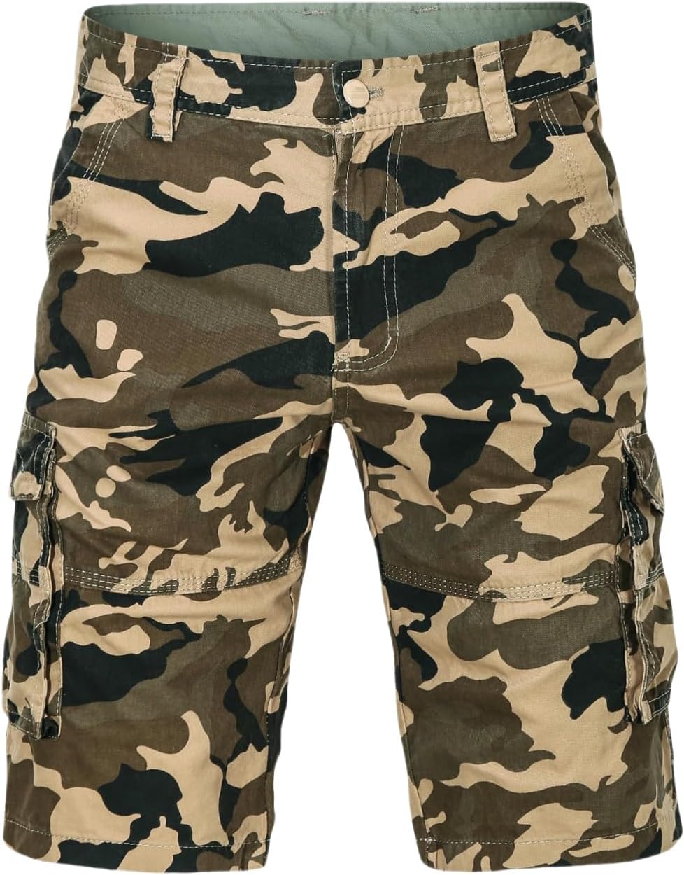 Men's Summer Trendy Loose Camo Straight Multi-Pocket Workwear Casual Mid-Length Shorts